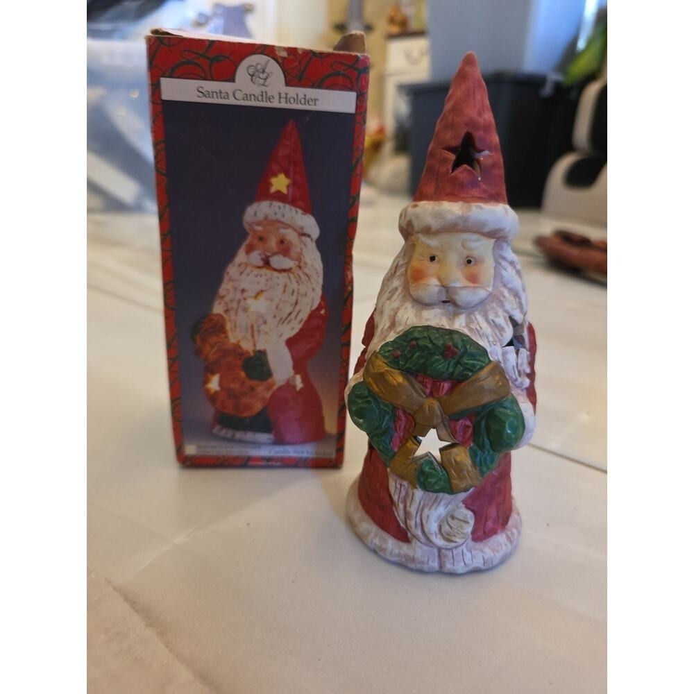 Vintage Artmark Treasury of Gifts Hand Painted Porcelain Santa Claus Bell
